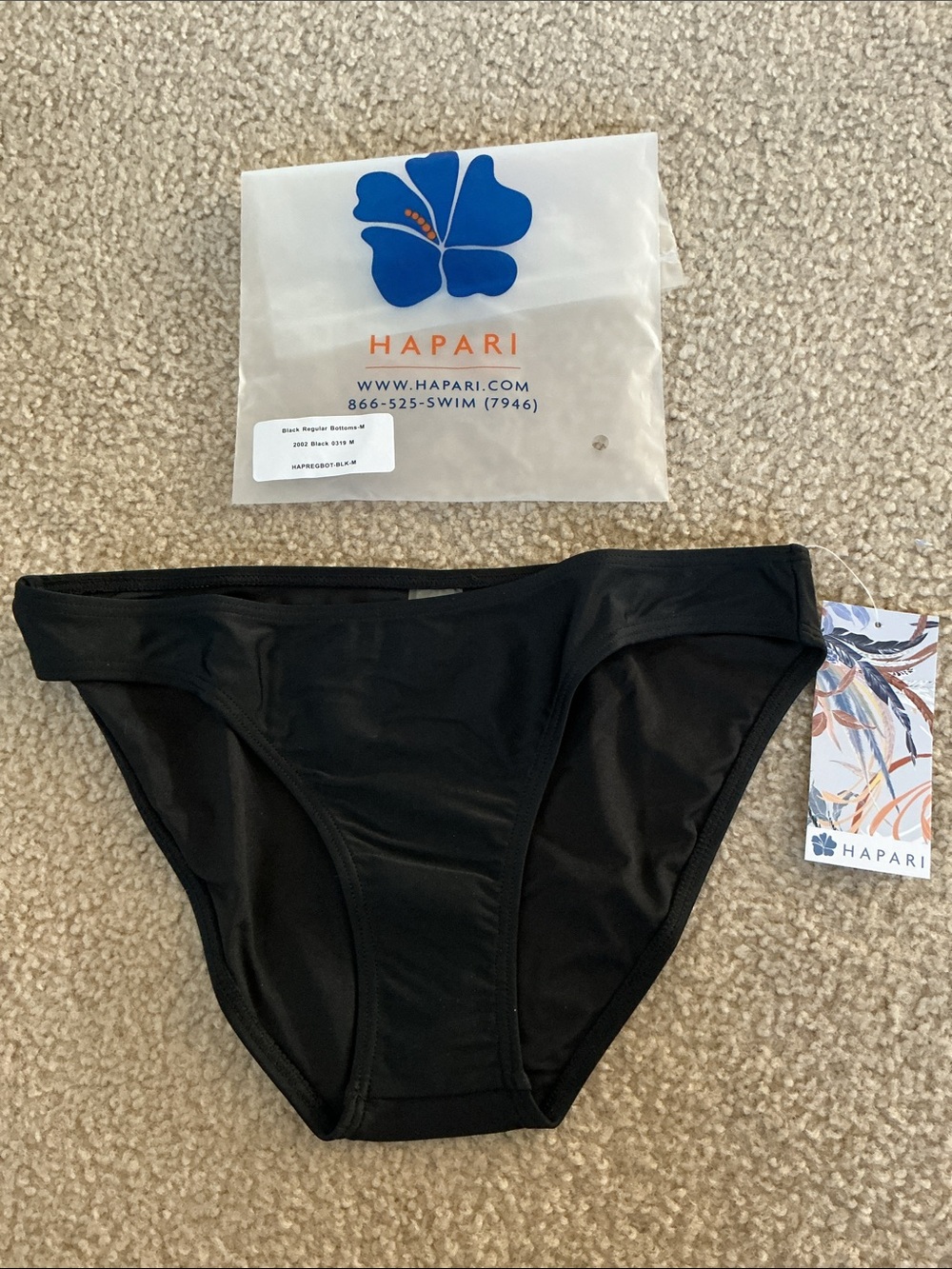 NWT Hapari Black Regular Bikini Bottom - Size M